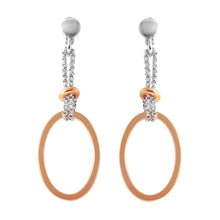 Load image into Gallery viewer, Sterling Silver  Rose Gold And Rhodium Plated Single Oval Shape Earrings