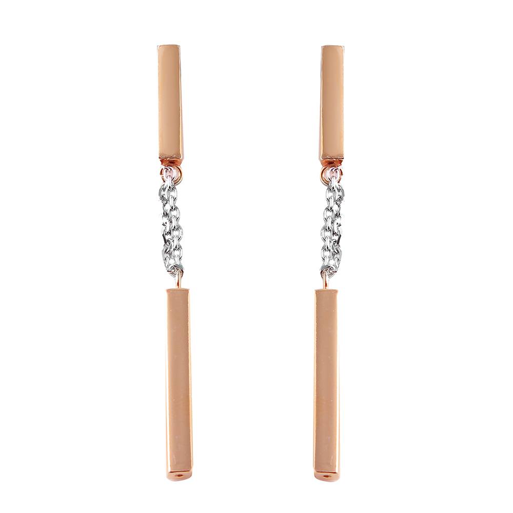 Sterling Silver  Rose Gold And Rhodium Plated Nunchuk Earrings