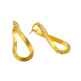 Italian Sterling Silver Gold Plated Stylish Twisted Hoop Earrings with Snap Post