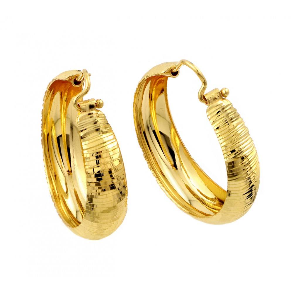 Sterling Silver Gold Plated Plain Hoop Earring