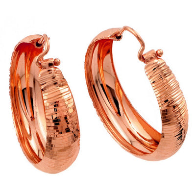 Sterling Silver Rose Gold Plated Hoop Earring