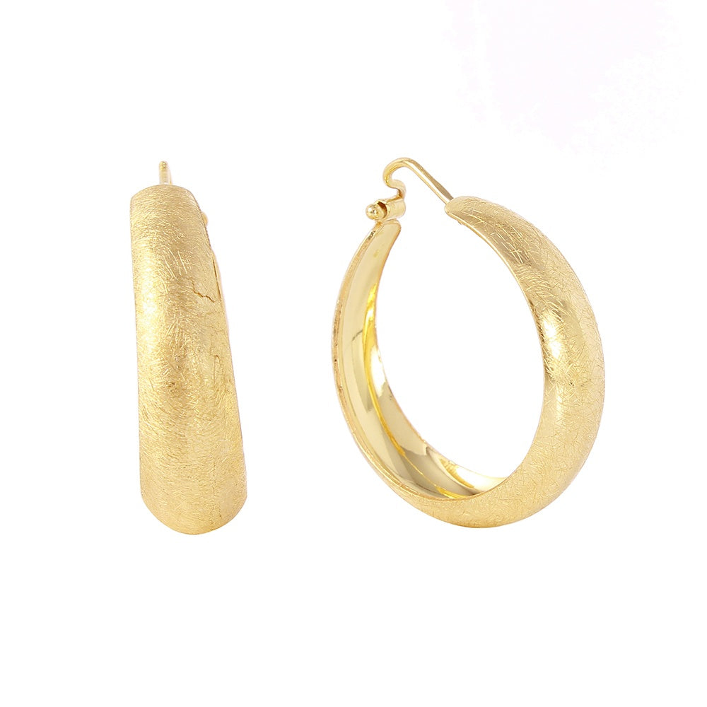 Sterling Silver Gold Plated Thin Armadilo Plain Hoop Earring