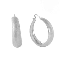 Load image into Gallery viewer, Satin Finish Sterling Silver Rhodium Plated Stylish Hoop Earrings with Earring Width of 9MM and Latch Back Post