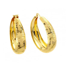 Load image into Gallery viewer, Sterling Silver Gold Plated Ridged Italian Hoop Earrings with Earring Dimensions of 11.65MMx5.15MM and Latch Back Post