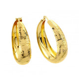 Sterling Silver Gold Plated Ridged Italian Hoop Earrings with Earring Dimensions of 11.65MMx5.15MM and Latch Back Post