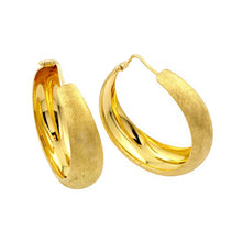 Load image into Gallery viewer, Satin Finish Sterling Silver Gold Plated Stylish Hoop Earrings with Earring Dimensions of 11.77MMx5MM and Latch Back Post