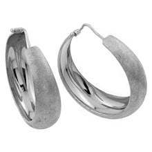 Load image into Gallery viewer, Satin Finish Sterling Silver Rhodium Plated Stylish Hoop Earrings with Latsh Back Post