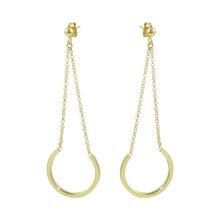 Load image into Gallery viewer, Sterling Silver Gold Plated Drop Hoop Earrings