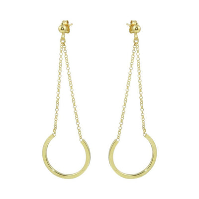Sterling Silver Gold Plated Drop Hoop Earrings