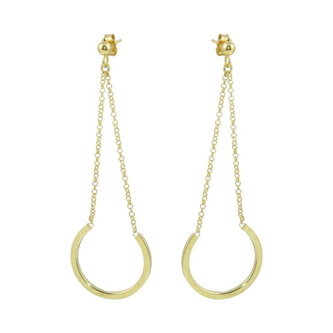 Sterling Silver Gold Plated Drop Hoop Earrings