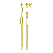 Load image into Gallery viewer, Sterling Silver Gold Plated Dangling Ball Paperclip Earrings