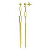 Sterling Silver Gold Plated Dangling Ball Paperclip Earrings
