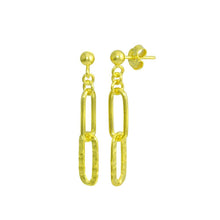 Load image into Gallery viewer, Sterling Silver Gold Plated Dangling Ball Textured Paperclip  Earrings