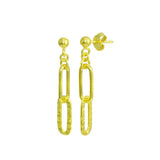 Sterling Silver Gold Plated Dangling Ball Textured Paperclip  Earrings