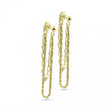 Sterling Silver Gold Plated Double Strand Rope And Paperclip Stud Earrings