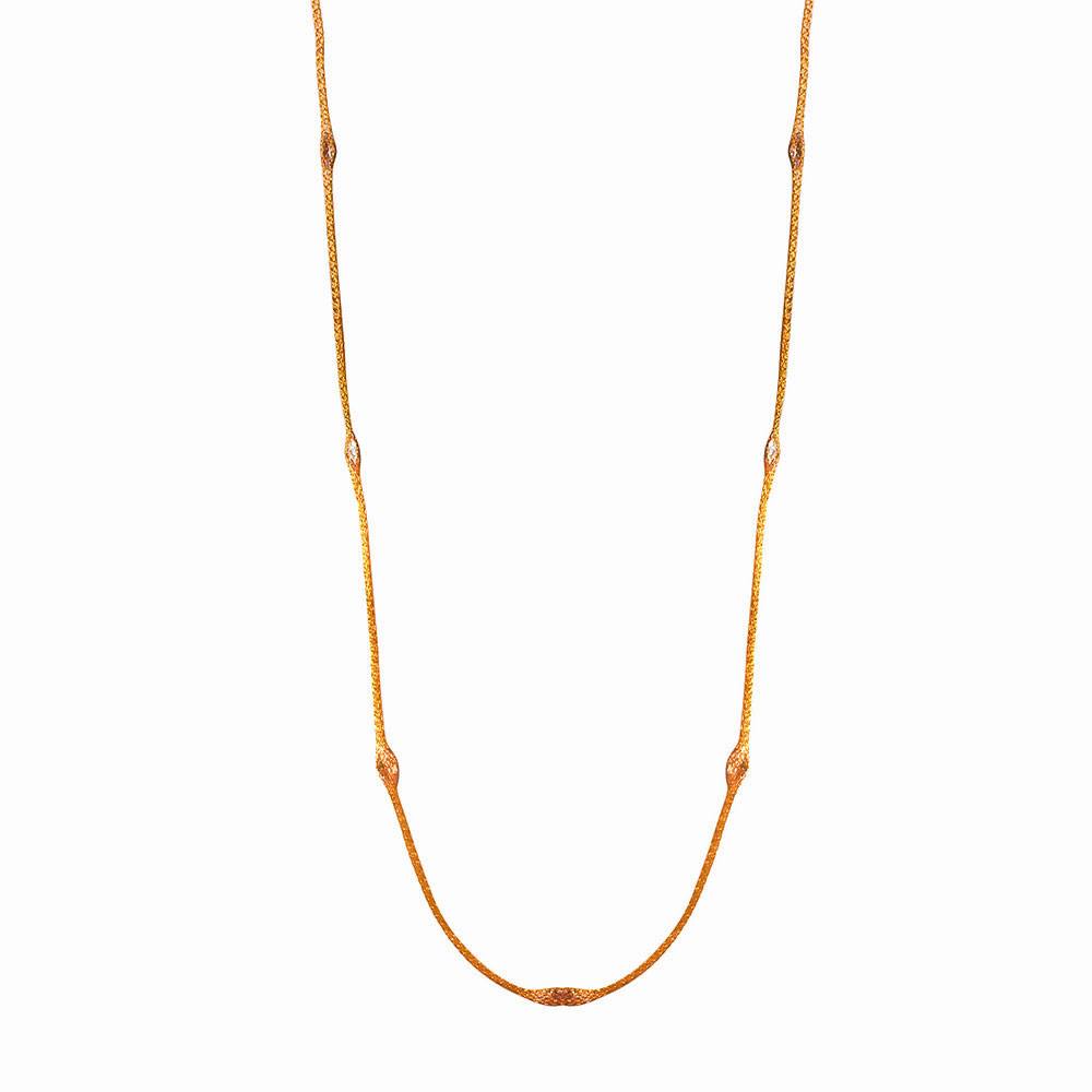 Italian Sterling Silver Rose Gold Plated Double Accent Mesh Necklace with Length of 39 inchesAnd Lobster Claw Clasp