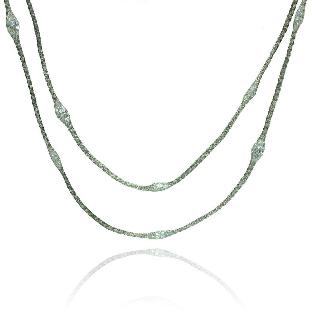 Sterling Silver Rhodium Plated Mystical Chain Italian .925 Necklace