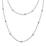 Sterling Silver Rhodium Plated Beaded Chain Necklace