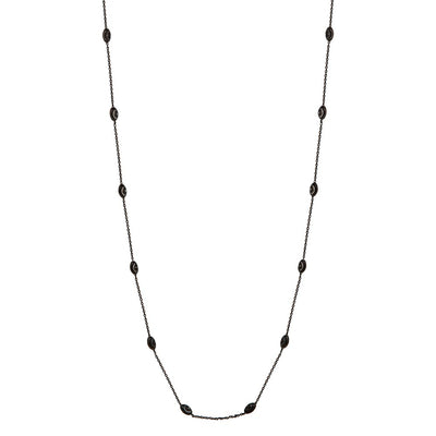 Sterling Silver Black Rhodium Plated Diamond Cut Oval Italian Necklace