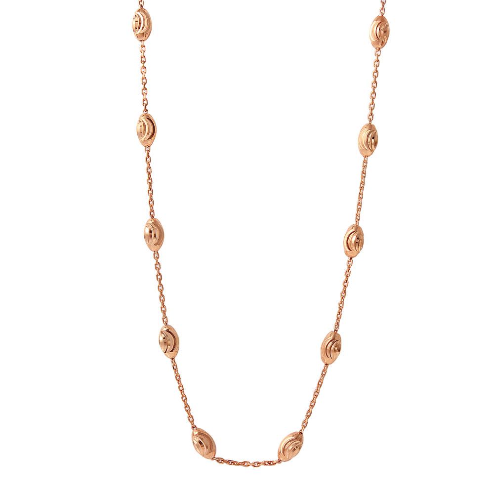 Sterling Silver Classy Rose Gold Plated Italian Necklace with Multi Fancy Oval BeadsAnd Closure: Lobster Clasp Closure Length: 36