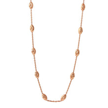 Load image into Gallery viewer, Sterling Silver Classy Rose Gold Plated Italian Necklace with Multi Fancy Oval BeadsAnd Closure: Lobster Clasp Closure Length: 36