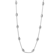 Load image into Gallery viewer, Sterling Silver Classy Rhodium Plated Italian Necklace with Multi Fancy Oval BeadsAnd Closure: Lobster Clasp Closure Length: 36