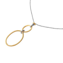 Load image into Gallery viewer, Sterling Silver Rhodium Plated Chain Necklace with Two Gold Plated Oval Loops PendantAnd Lobster Clasp ClosureAnd Length of 17