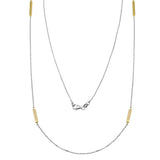 Sterling Silver Gold Plated Rectangle Bar Long Necklace