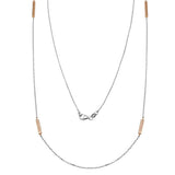 Sterling Silver Rose Gold Plated Rectangle Bar Long Necklace