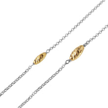 Load image into Gallery viewer, Sterling Silver Rhodium Plated Chain Necklace with Multi Gold Plated Twisted BeadsAnd Lobster Clasp ClosureAnd Length of 17