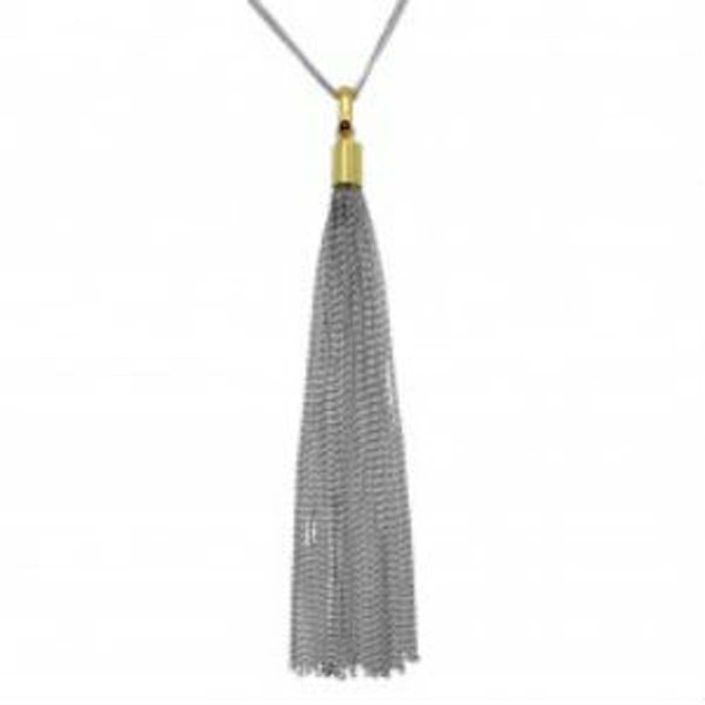 Sterling Silver Gold Plated Double Strand Chain with Hanging Tassel