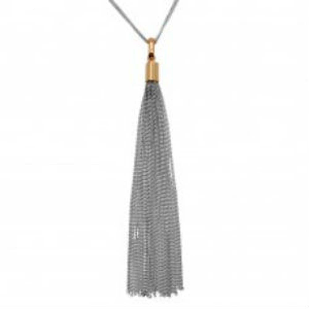 Sterling Silver Rose Gold Plated Double Strand Chain with Hanging Tassel