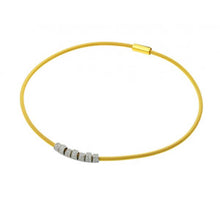 Load image into Gallery viewer, Italian Sterling Silver Gold Plated Necklace with Multiple Hoops Paved with Clear CZ StonesAnd Chain Length of 17.5  and Magnetic Clasp