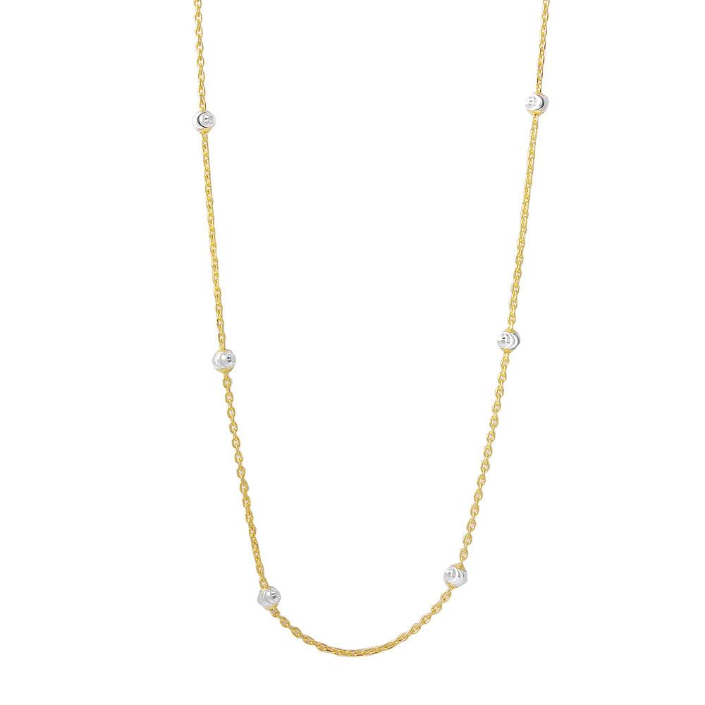 Sterling Silver Classy Gold Plated Italian Necklace with Multi Silver Fancy Round BeadsAnd Closure: Lobster Clasp Closure Length: 36
