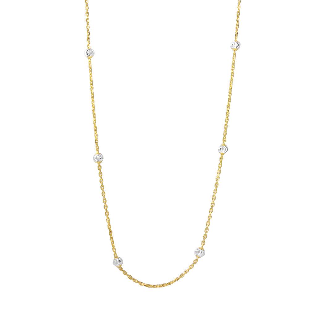 Sterling Silver Classy Gold Plated Italian Necklace with Multi Silver Fancy Round BeadsAnd Closure: Lobster Clasp Closure Length: 36