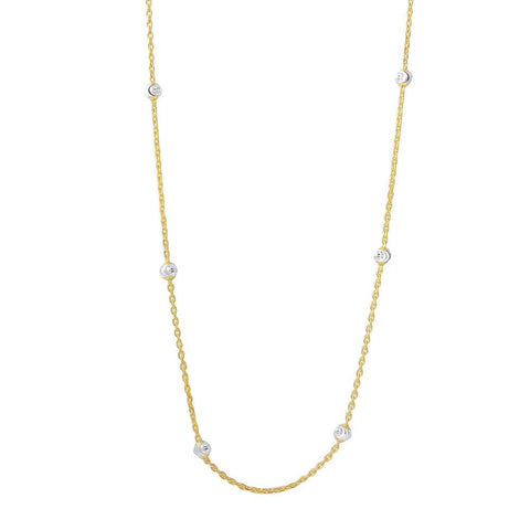 Sterling Silver Classy Gold Plated Italian Necklace with Multi Silver Fancy Round BeadsAnd Closure: Lobster Clasp Closure Length: 36