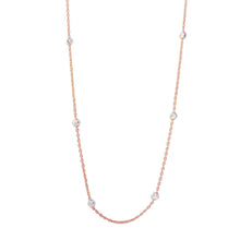 Load image into Gallery viewer, Sterling Silver Classy Rose Gold Plated Italian Necklace with Multi Silver Fancy Round BeadsAnd Closure: Lobster Clasp Closure Length: 36