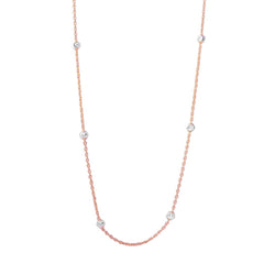 Sterling Silver Classy Rose Gold Plated Italian Necklace with Multi Silver Fancy Round BeadsAnd Closure: Lobster Clasp Closure Length: 36