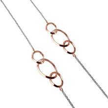 Load image into Gallery viewer, Sterling Silver Rose Gold Plated Stylish 3 Interwined Loops NecklaceAnd Lobster Claw Clasp and Nickle Free Rhodium Plated Chain