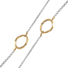 Load image into Gallery viewer, Sterling Silver Rhodium Plated Chain Necklace with Multi Curved Gold Plated Oval LoopsAnd Lobster Clasp ClosureAnd Length of 17