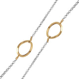 Sterling Silver Rhodium Plated Chain Necklace with Multi Curved Gold Plated Oval LoopsAnd Lobster Clasp ClosureAnd Length of 17