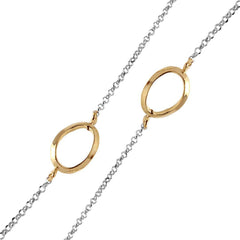 Sterling Silver Rhodium Plated Chain Necklace with Multi Curved Gold Plated Oval LoopsAnd Lobster Clasp ClosureAnd Length of 17