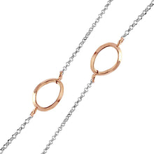 Load image into Gallery viewer, Sterling Silver Rhodium Plated Chain Necklace with Multi Curved Rose Gold Plated Oval LoopsAnd Lobster Clasp ClosureAnd Length of 17