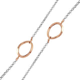 Sterling Silver Rhodium Plated Chain Necklace with Multi Curved Rose Gold Plated Oval LoopsAnd Lobster Clasp ClosureAnd Length of 17