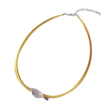 Load image into Gallery viewer, Sterling Silver Gold Plated Necklace with Curved Micro Pave Accent