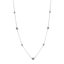 Load image into Gallery viewer, Sterling Silver Rhodum Plated Long Beaded Chain Necklace