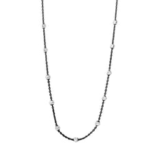 Load image into Gallery viewer, Sterling Silver Multi Diamond Cut Beads Two-Tone Black Rhodium Plated Italian Necklace