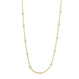 Sterling Silver Multi Diamond Cut Beads Two-Tone Gold Plated Italian Necklace