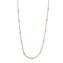 Load image into Gallery viewer, Sterling Silver Multi Diamond Cut Beads Two-Tone Rose Gold Plated Italian Necklace