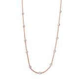 Sterling Silver Multi Diamond Cut Beads Two-Tone Rose Gold Plated Italian Necklace